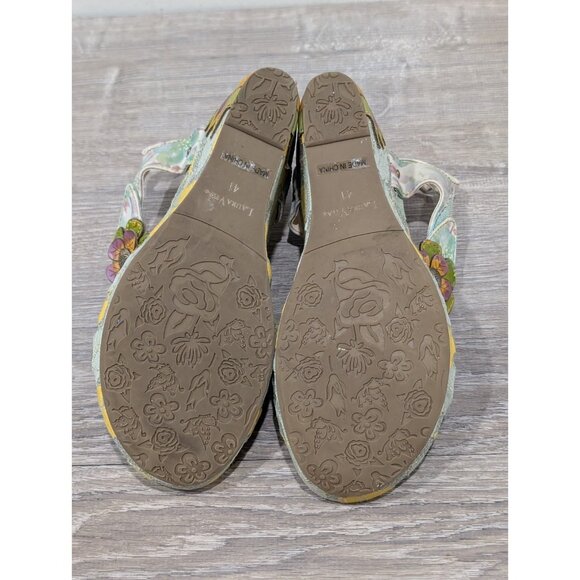 Laura Vita Jacsmino Fleur Wedge Sandals Multicolor Floral Boho Sparkle Sz 41 - Picture 7 of 16